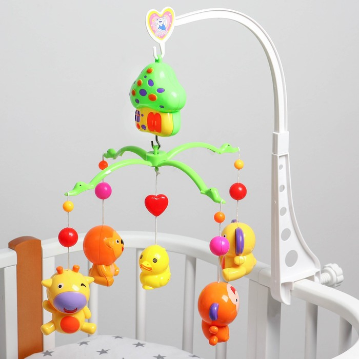 Мобиль музыкальный на кроватку &laquo;Домик. Джунгли&raquo;, заводной