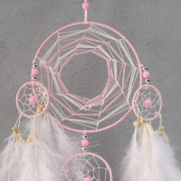 Ловец снов 4 кольца "Розовое облако" d=7 см, d=20 см 50х20 см Ловец снов 4 кольца "Розовое облако" d=7 см, d=20 см 50х20 см