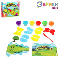 Набор для игры с пластилином &laquo;Мир динозавров&raquo;, 6 баночек с пластилином