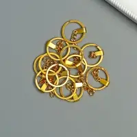 Основа для брелока кольцо металл с плоским креплением золото набор 12 шт 3х6 см