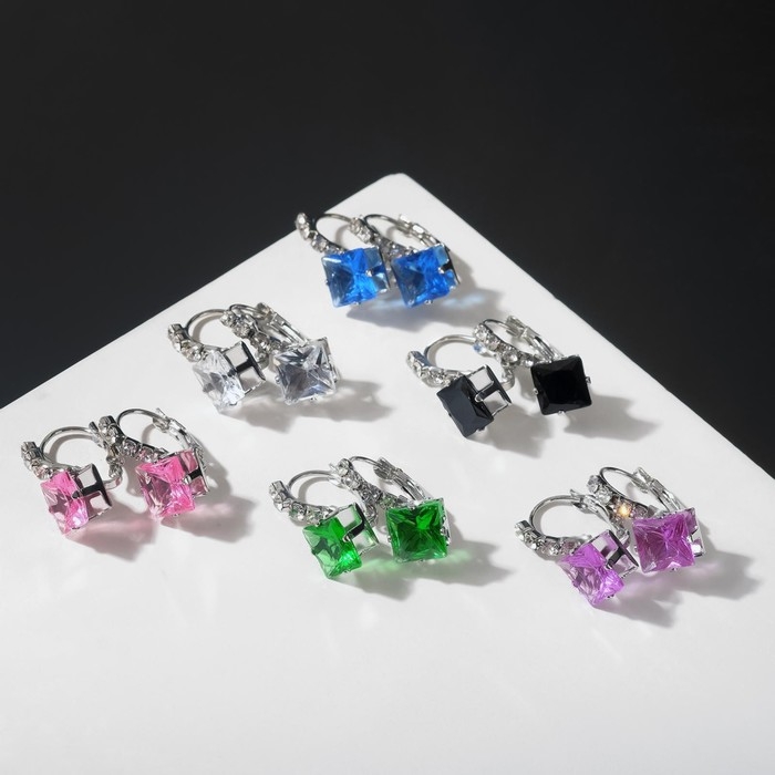 Серьги со стразами &laquo;Ромб&raquo; вечеринка, цвет МИКС