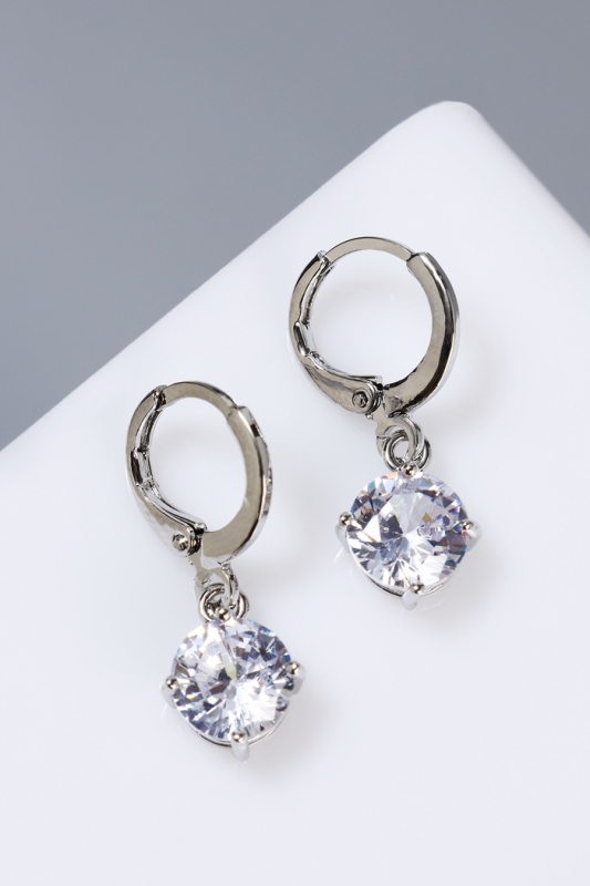 Серьги со стразами &laquo;Блум&raquo; висячие, цвет белый в серебре