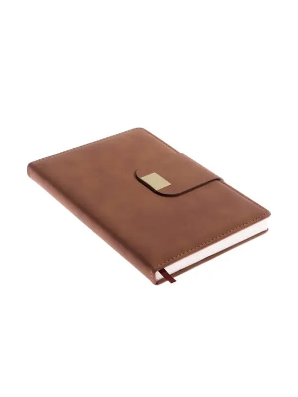 Ежедневник недатированный формат А5, с хлястиком, 96л, линия, пвх, Коричневый