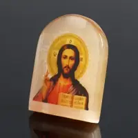 Икона Господь Вседержитель, 6х5 см, селенит