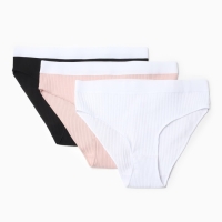 Набор трусов слипы MINAKU рубчик размер 40-42 (белый, бежевый, чёрный) 3 шт