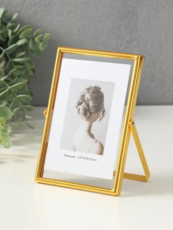 Фоторамка металл на 1 фото 10х15 см "Лофт" золото гальваника 1,2х11,5х16 см