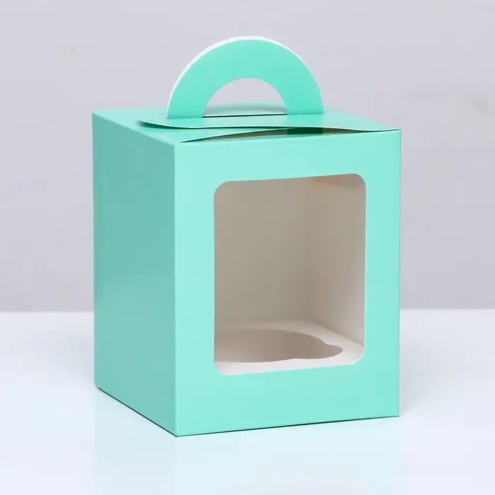 Коробка для 1 капкейка, зеледляя, 9.2&times;9.2&times;11.1 см