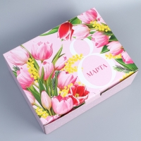 Коробка подарочная сборная, упаковка, &laquo;8 марта&raquo;, 30 х 23 х 12 см