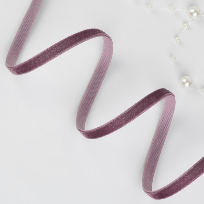 Лента бархатная, 6 мм, 18 ± 1 м, цвет ежевичный №199 Лента бархатная, 6 мм, 18 ± 1 м, цвет ежевичный №199