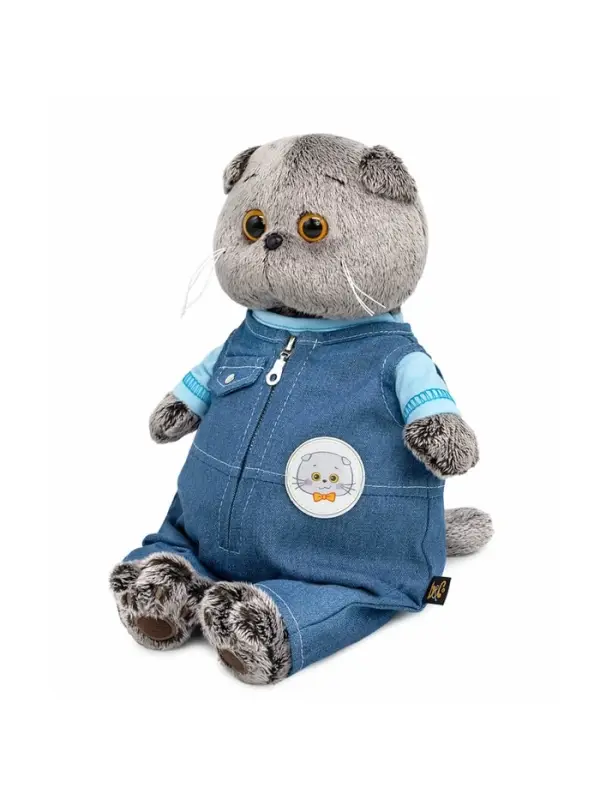 Мягкая игрушка "Кот Басик в комбинезоне "Деним", 22 см Ks22-296