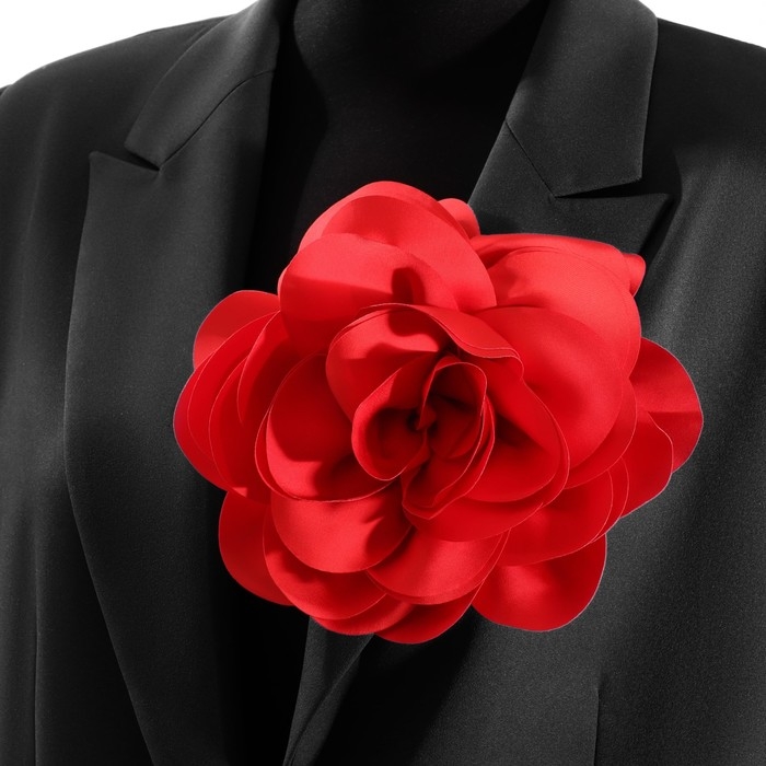 Брошь текстильная &laquo;Цветок&raquo; камелия, цвет красный