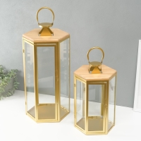 Подсвечник металл, дерево, фонарь"Шесть граней" набор 2 шт 22,5х19,5х38; 22,5х26х55 см Подсвечник металл, дерево, фонарь"Шесть граней" набор 2 шт 22,5х19,5х38; 22,5х26х55 см