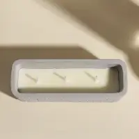 Свеча в вулканическом подсвечнике "Ящик" 3 хлопковых фитиля, серая 5,2х15х4,7 см