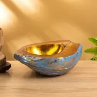 Чаша из кокоса, 22,5х25х10 см, сине-золотой