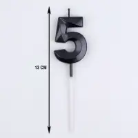 Свеча в торт на шпажке &laquo;Цифра 5&raquo;, черная, 5 см