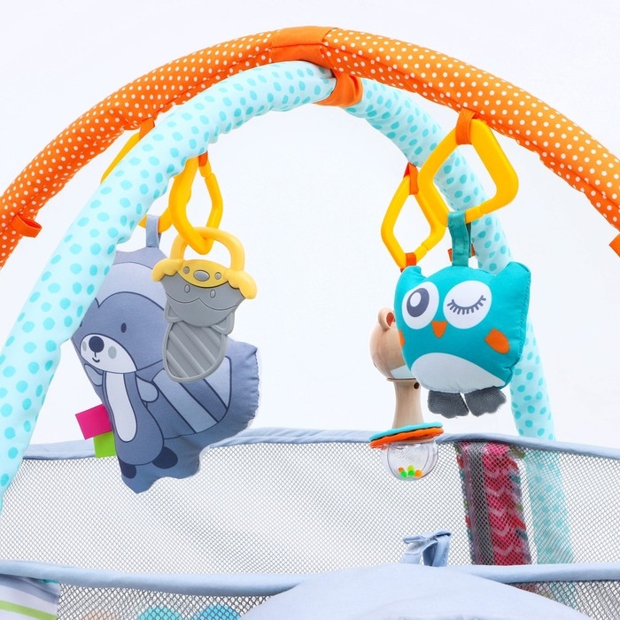 Развивающий коврик 3 в 1 &laquo;Енот&raquo;, 68х68 см, 30 цветных шариков, 5 игрушек, Крошка Я
