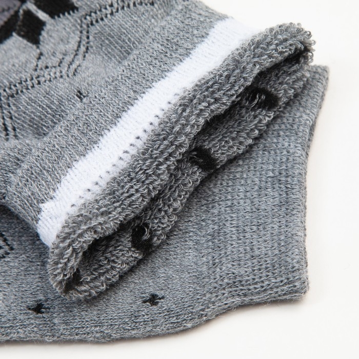 Носки женские махровые, цвет серый/чёрный, размер 23-25