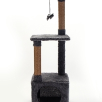 Комплекс для кошек с когтеточкой, 3х-уровневый, 34 х 34 х 105см, темно-серый