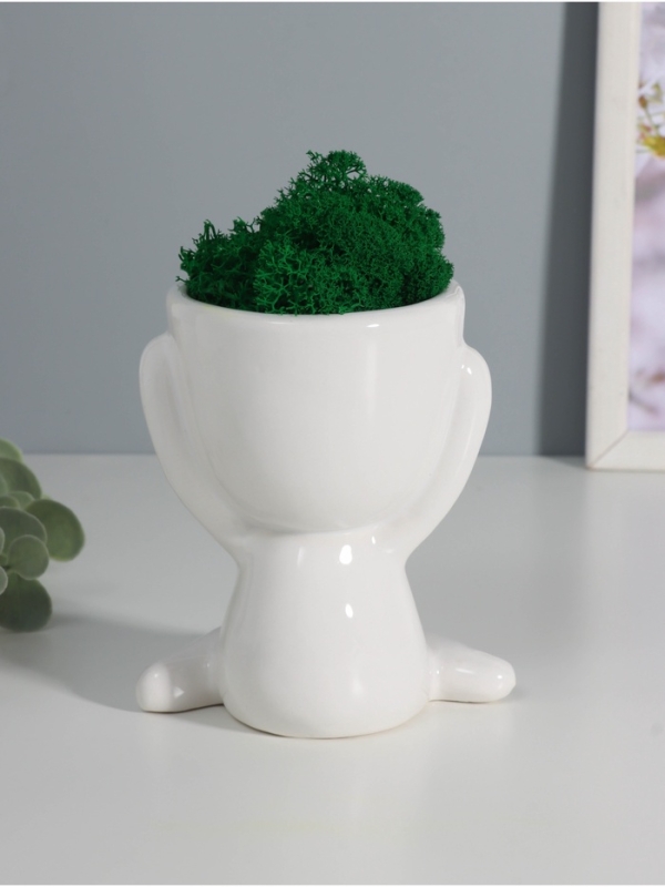 Кашпо керамика "Мистер Грин" любитель тишины 11,5*10*9 см белый