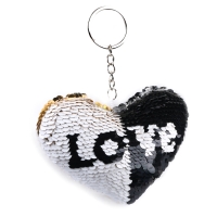 Мягкая игрушка &laquo;Сердечко&raquo; с пайетками, на брелоке, 10 см, цвет белый