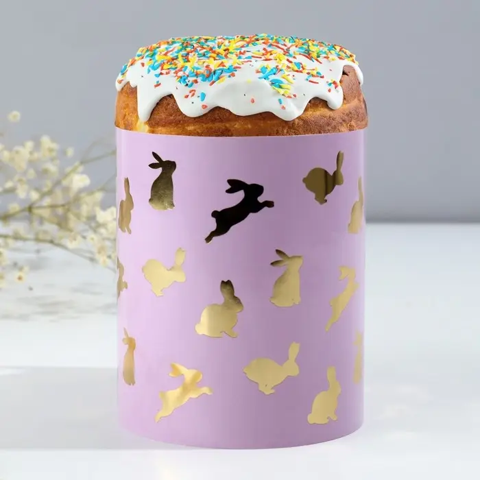 Форма ободок для кулича с тиснением &laquo;Кролики&raquo; на пасху, 32.2&times;9 см