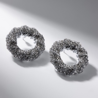 Серьги со стразами &laquo;Блеск&raquo; кольцо, белые в серебре