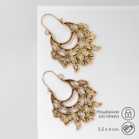 Серьги металл &laquo;Восток&raquo; лотос крупный, цвет чернёное золото