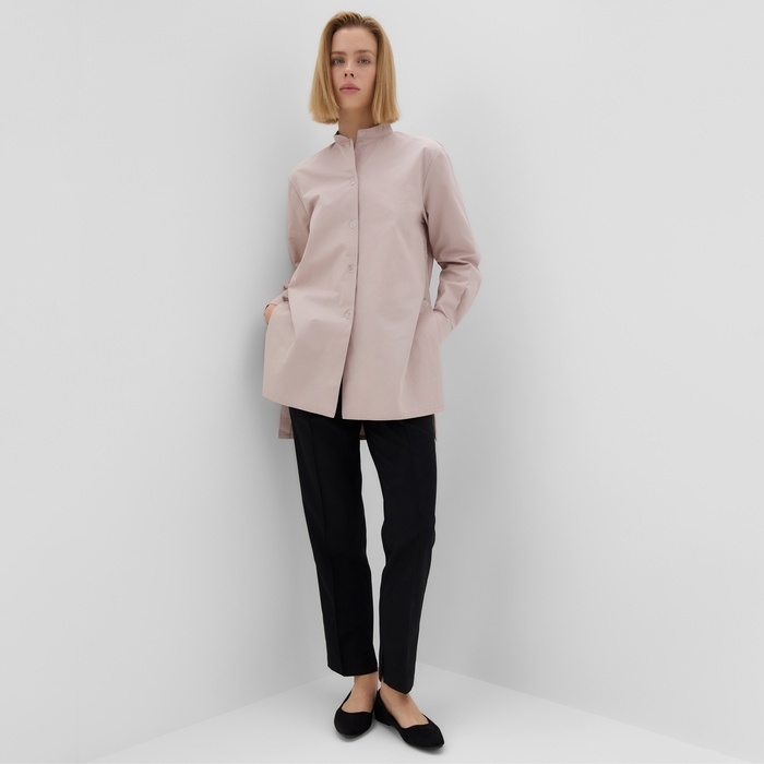 Рубашка женская удлиненная MINAKU: Casual Collection цвет серо-розовый, р-р 44 Рубашка женская удлиненная MINAKU: Casual Collection цвет серо-розовый, р-р 44