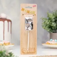 Свеча для торта &laquo;Алмаз&raquo;, цифра 5, серебристый металлик