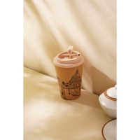 Стакан для кофе с крышкой SL Home &laquo;Венеция&raquo;, пробковый, 350 мл, 9,5&times;9,5&times;14,5 см, цвет бежевый