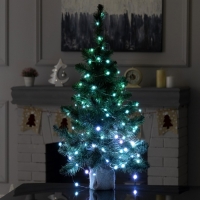 Умная гирлянда &laquo;Нить&raquo; 10 м роса, IP20, серебристая нить, 100 LED, управление с приложения, свечение RGB, USB