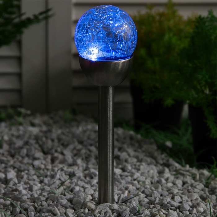 Садовый светильник на солнечной батарее &laquo;Стеклянный шар&raquo;, 6&times;36.5&times;6 см, 1 LED, свечение мульти (RGB)