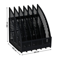 Лоток для бумаг cборный, вертикальный, LINE, 6 отделений, чёрный