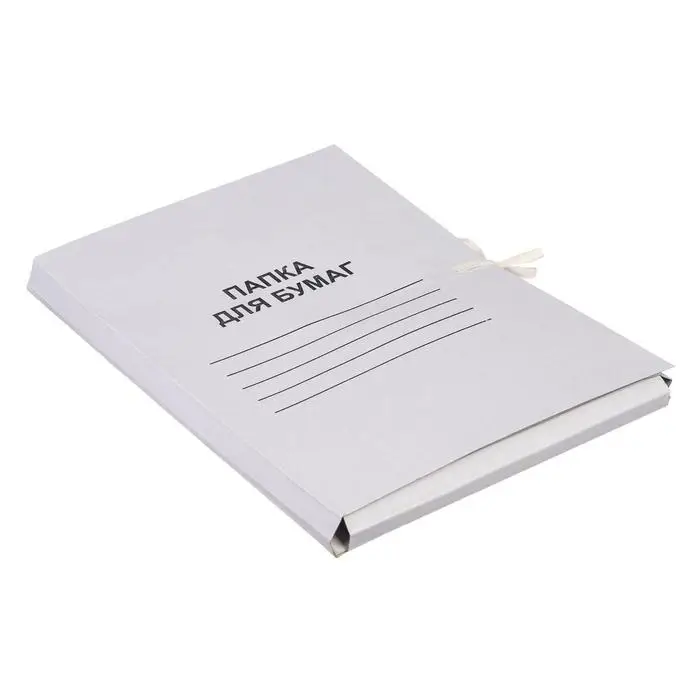 Папка для бумаг А4 на завязках Calligrata, до 200 листов, немелованный картон, 320 г/м2, белая