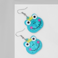 Серьги акрил &laquo;Лягушки&raquo; королевы, цветные в серебре