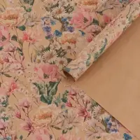 Бумага упаковочная крафтовая &laquo;Цветы&raquo;, 70 &times; 100 см