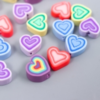 Бусины для творчества PVC "Сердечки красочные" набор 25 шт 0,5х0,9х1 см