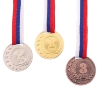 Медаль призовая &laquo;1 место&raquo; золото 064, d=4 см, с лентой