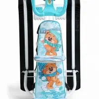 Снегокат &laquo;Тимка спорт 6Д&raquo; с забавными медвежатами, с двумя спинками, с родительской ручкой, бирюзовый, ТС6Д/ЗМ Nika