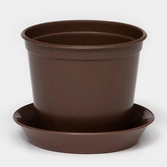 Горшок для цветов с поддоном &laquo;Доляна&raquo;, 800 мл, пластиковый, коричневый, оттенок МИКС
