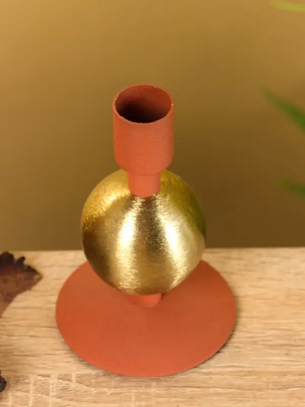 Подсвечник на 1 свечу текстурный "Терракотовый" с 1 сферой 7,5х7,5х11,5 см