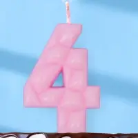 Свеча для торта &laquo;Цифра 4&raquo;, светло-розовая