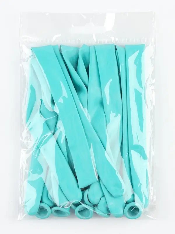 Воздушные шары для моделирования 125 см, d=7.5 см, 10 шт., бирюзовые