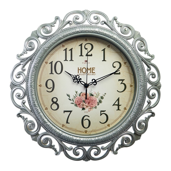 Часы настенные интерьерные "Классика", бесшумные, d-40.5 см, корпус оливковый с серебром