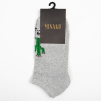 Носки MINAKU &laquo;Кактусы&raquo;, цвет серый, размер 38-39 (25 см)