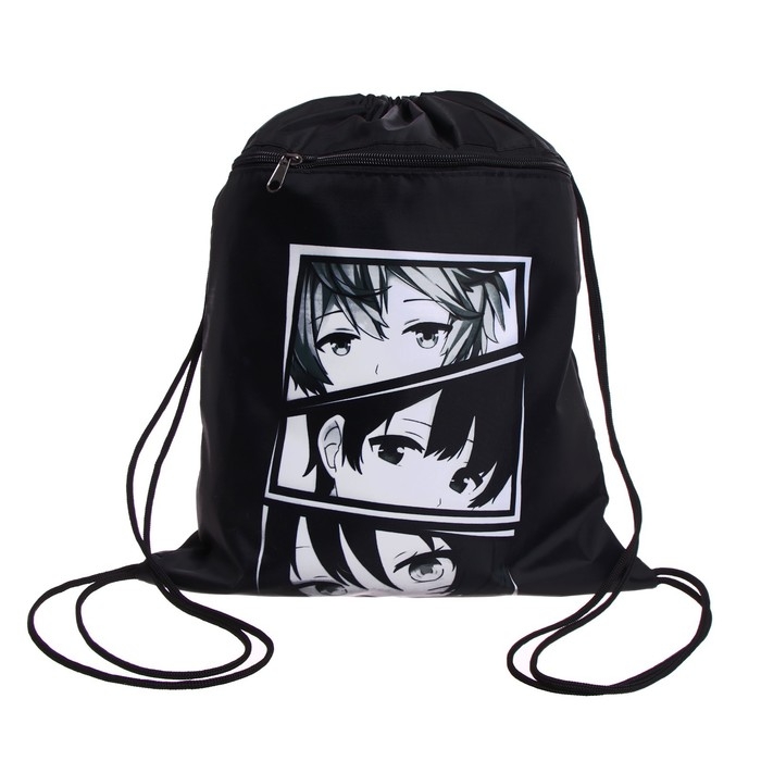 Мешок для обуви с карманом 420 х 340 мм, Calligrata МСО-7С, (мягкий полиэстер, плотность 210D), Мешок для обуви с карманом 420 х 340 мм, Calligrata МСО-7С, (мягкий полиэстер, плотность 210D), "Аниме глаза"