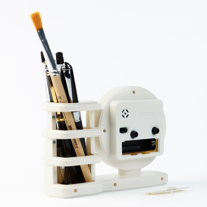 Часы настольные - органайзер для канцелярии "Минима", циферблат d-10 см, 15 х 5 х 11 см