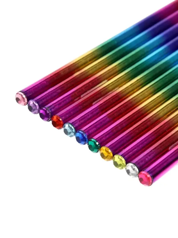 Карандаш чернографитный, НВ, заточенный, корпус радуга, голография, со стразой