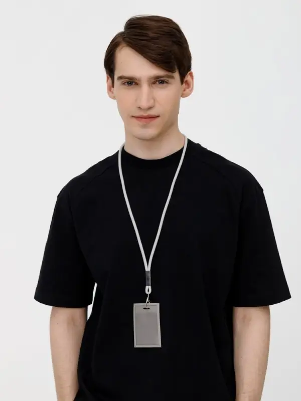 Шнурок для бейджа Tube Metal, серый