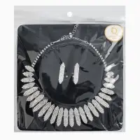 Набор 2 предмета: серьги, колье со стразами &laquo;Лёд. Лепестки&raquo;. d=13.5 см, белый в серебре